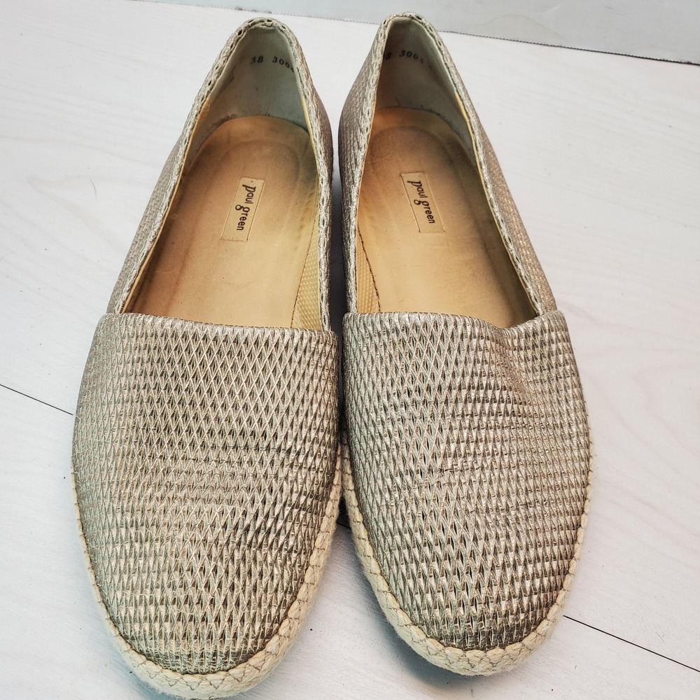Paul Green Woven Leather Espadrille Flats Made in‎ Austria 6.5 Resort-Ready